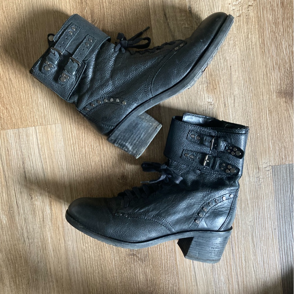 Geox Black Leather Heeled Boots